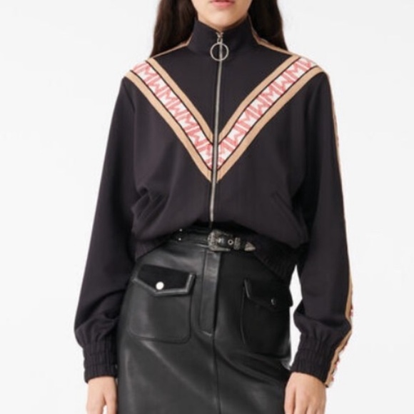 Maje black and M monogram lined track jacket long sleeve zip up size 1 - Picture 2 of 5
